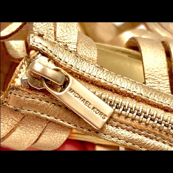 💜 Michael Kors Robertson Metallic Gold Sandal Heel 💜 - Picture 5 of 16